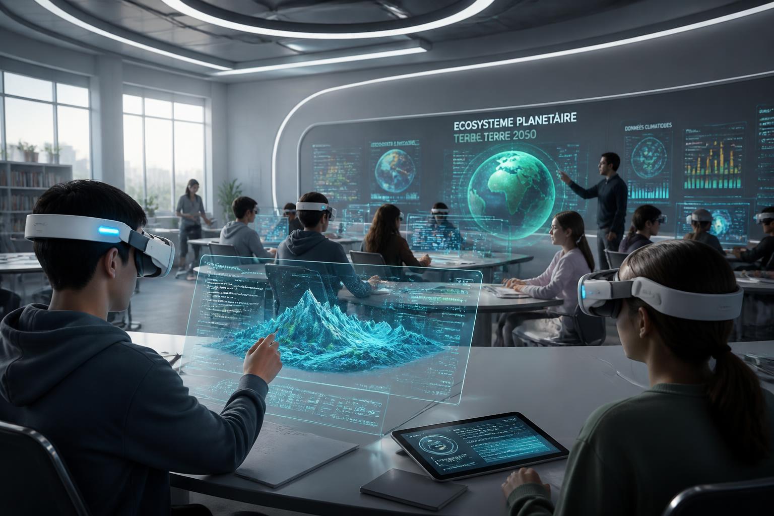 découvrez comment la réalité virtuelle révolutionne l'enseignement en rendant les salles de classe plus immersives et durables.
