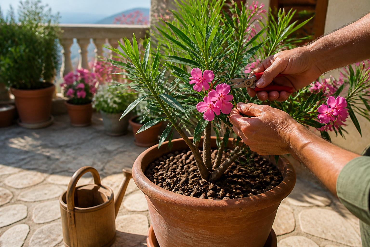 Laurier-rose en pot : entretien, taille et hivernage